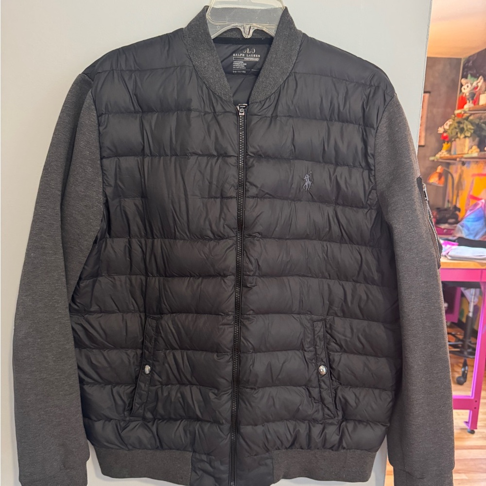 Men’s Polo by Ralph Lauren Black Quilted Bomber Jacket size Large